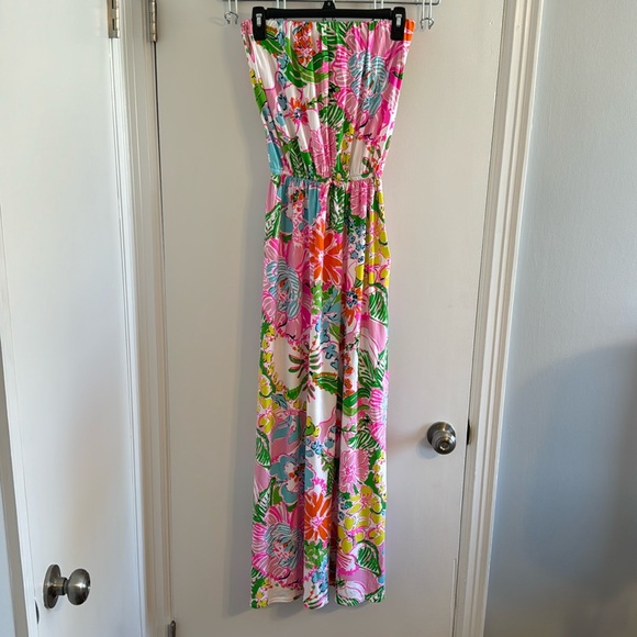Lilly Pulitzer for Target Dress Small Nosey Posey Maxi Dress Strapless Floral - Picture 3 of 8